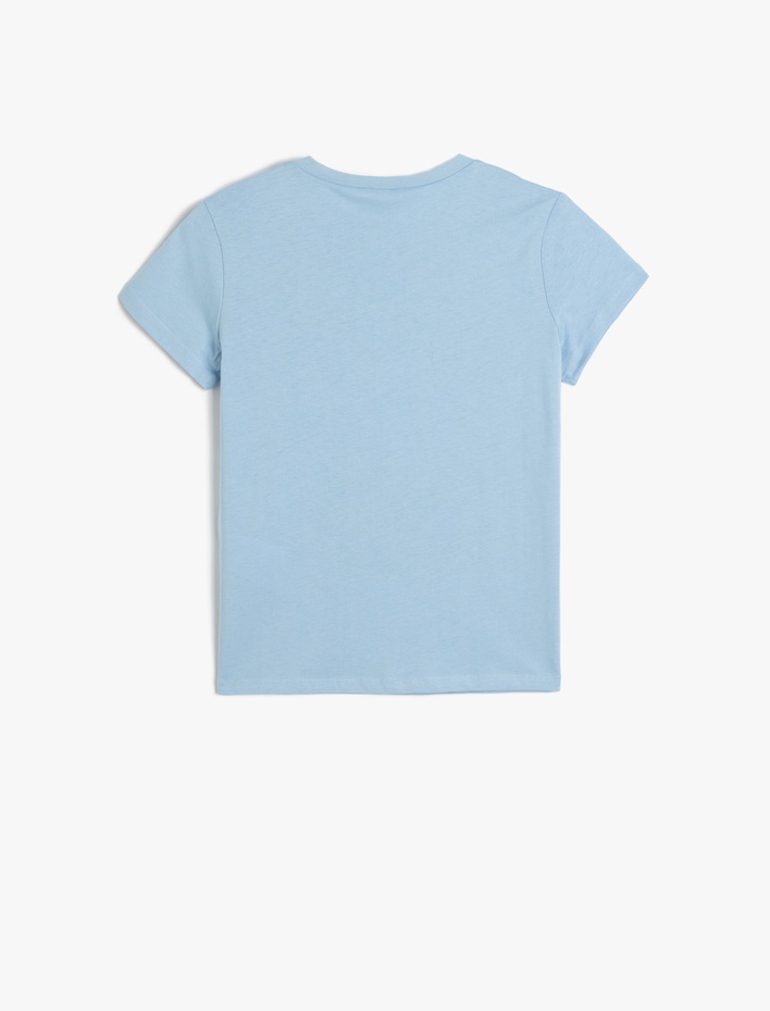 Kız Çocuk Pamuklu Kiraz Baskılı Slogan Detaylı Bisiklet Yaka Kısa Kollu Tişört