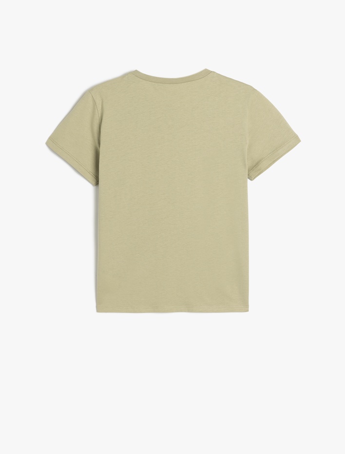 Erkek Çocuk Bisiklet Yaka Sörf Baskılı Kısa Kollu Pamuklu Tişört