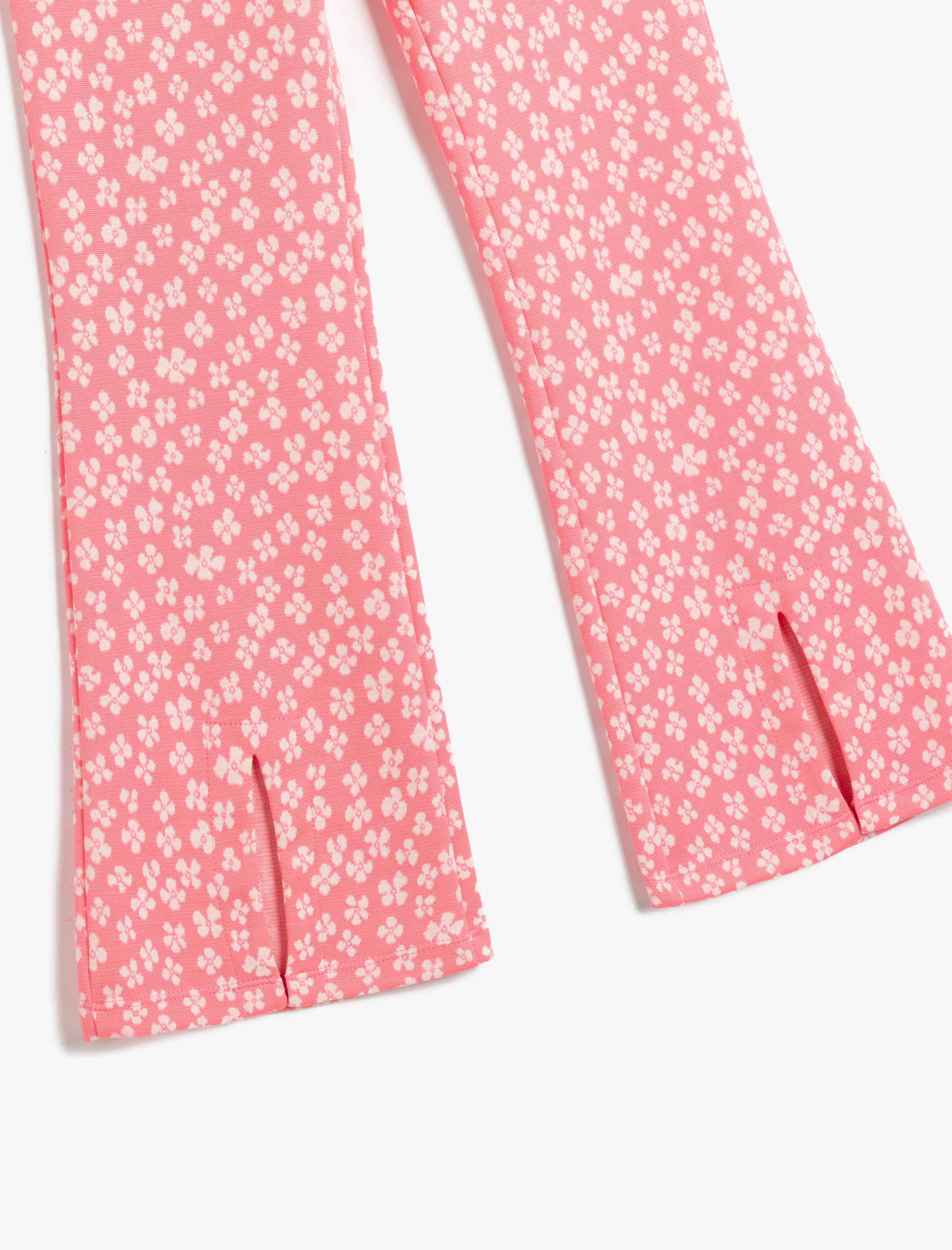  Kız Çocuk Çiçek Desenli Beli Lastikli İspanyol Paça Pantolon