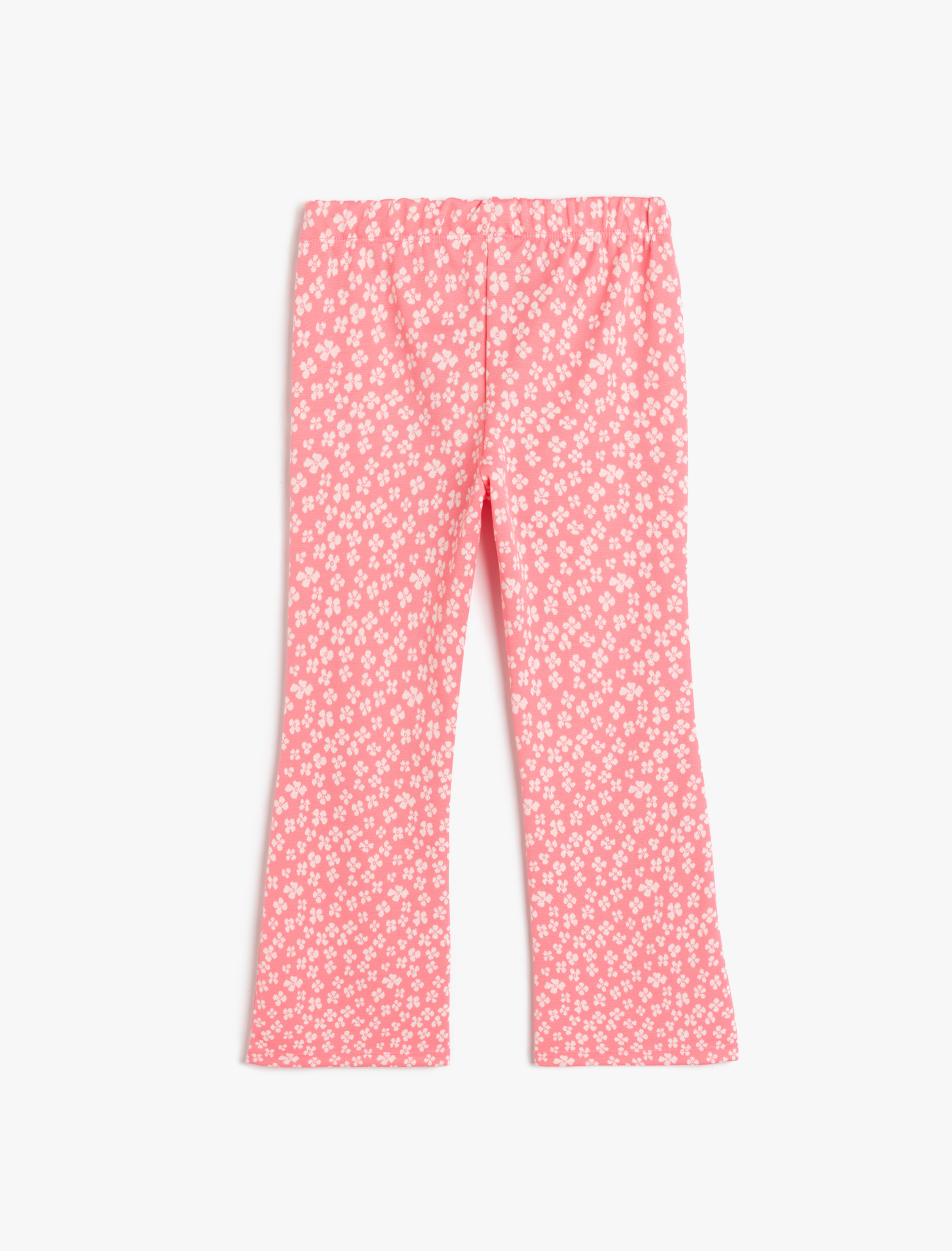  Kız Çocuk Çiçek Desenli Beli Lastikli İspanyol Paça Pantolon