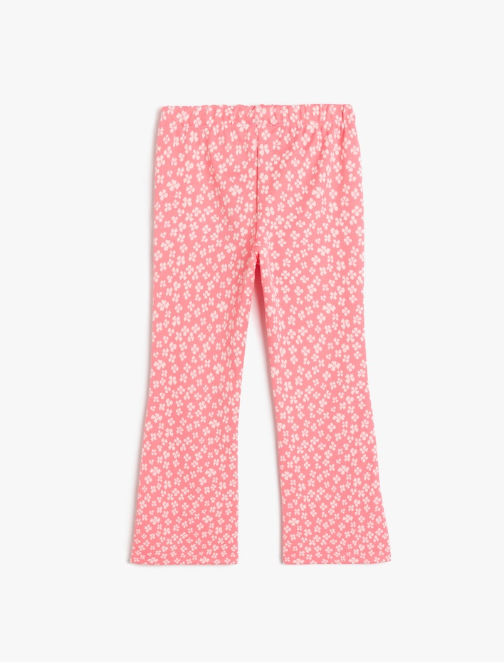 Kız Çocuk Çiçek Desenli Beli Lastikli İspanyol Paça Pantolon