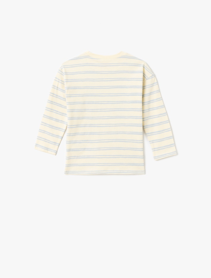 Erkek Bebek Fotoğraf Baskılı Pamuklu Uzun Kollu Bisiklet Yaka Tişört