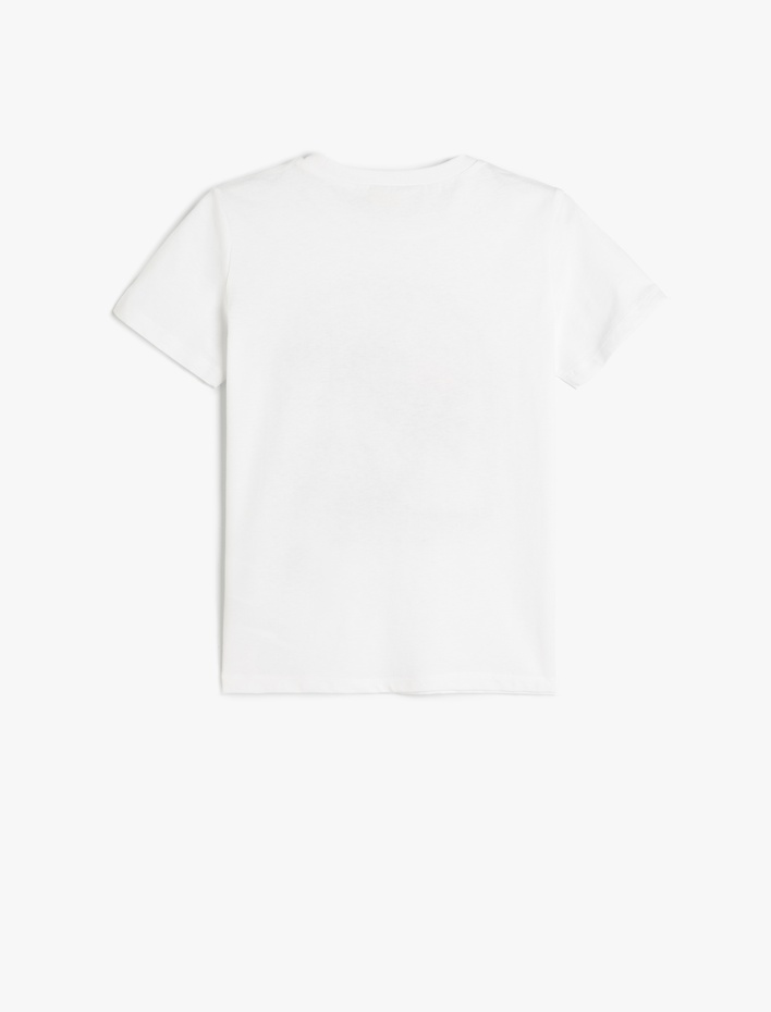 Erkek Çocuk Pamuklu Palmiye Baskılı Bisiklet Yaka Kısa Kollu Tişört