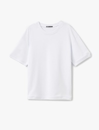 Kısa Kollu Bisiklet Yaka Pamuklu Tok Kumaş Basic Oversize Tişört