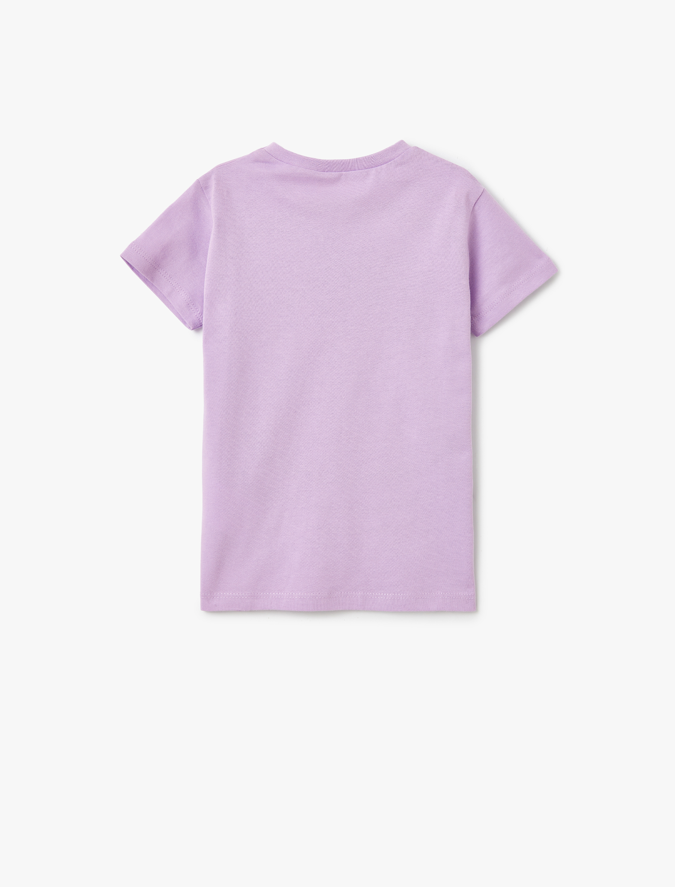  Kız Çocuk Slogan Baskılı Bisiklet Yaka Pamuklu Tişört