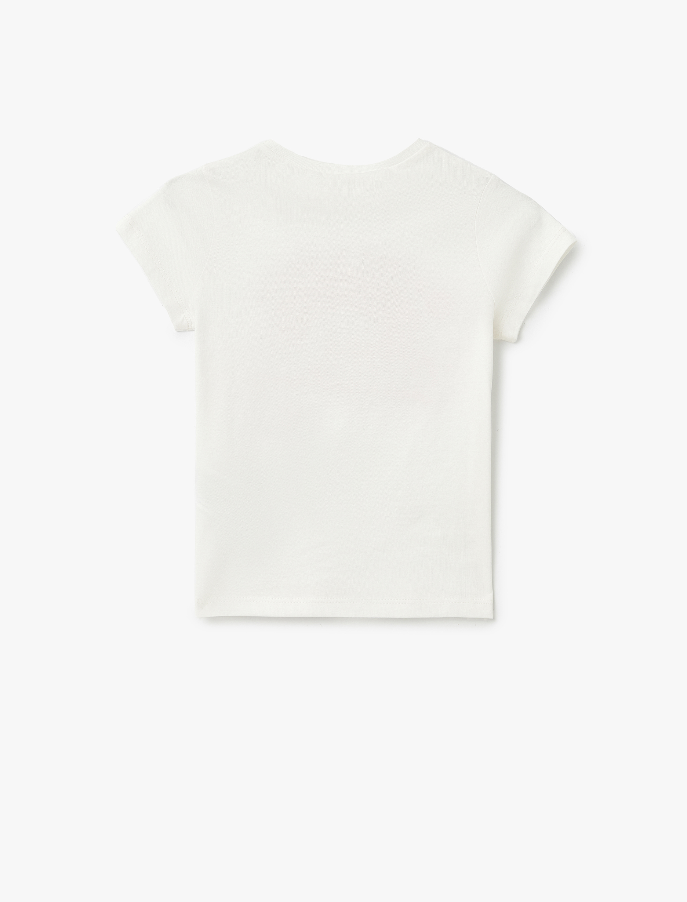  Kız Çocuk Slogan Baskılı Pamuklu Bisiklet Yaka Kısa Kollu Tişört