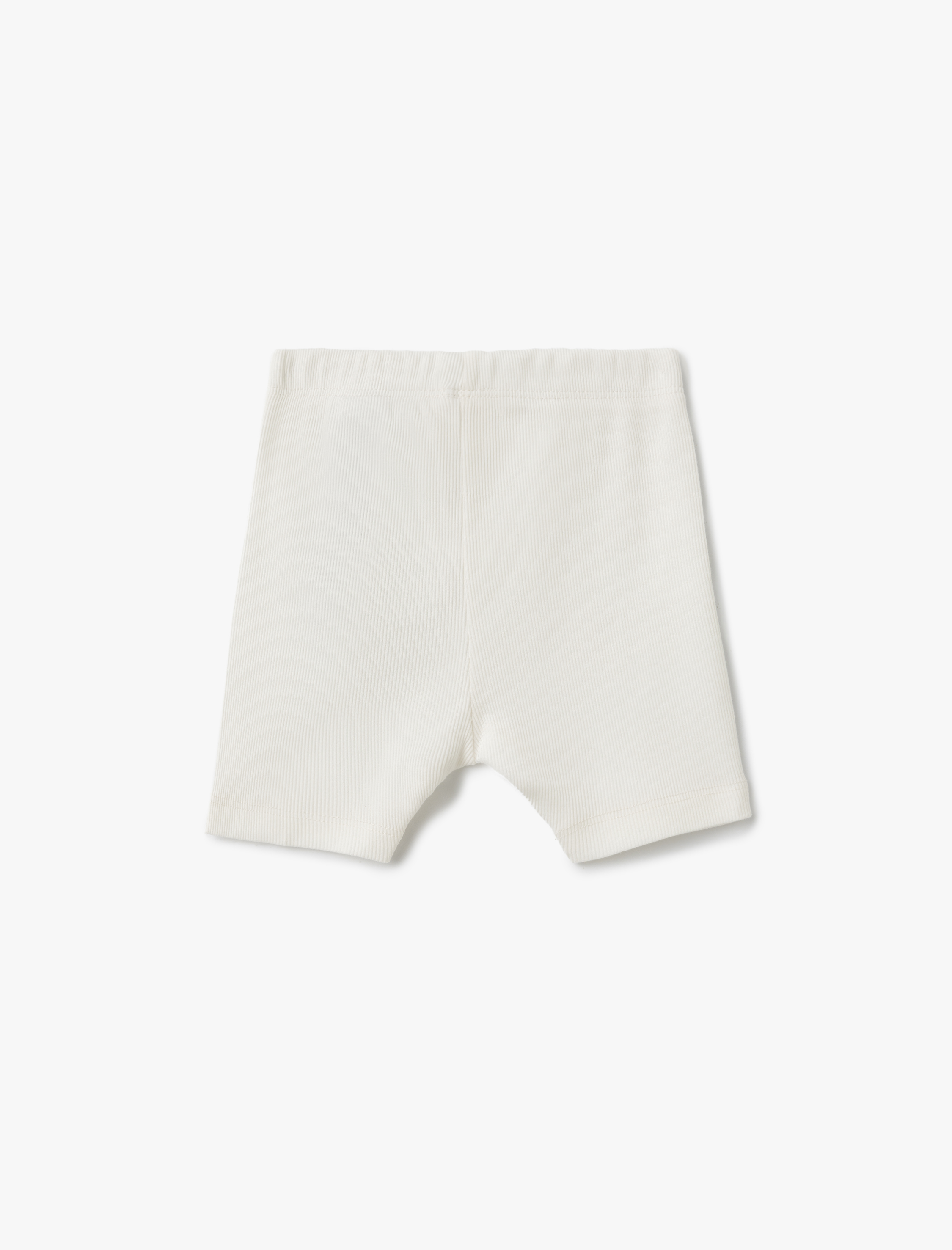  Kız Çocuk Pamuklu Lastik Detaylı Ribanalı Basic Kısa Tayt