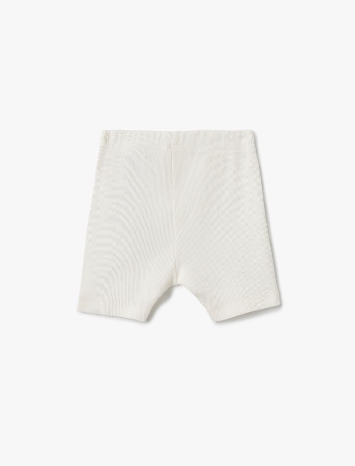 Kız Çocuk Pamuklu Lastik Detaylı Ribanalı Basic Kısa Tayt