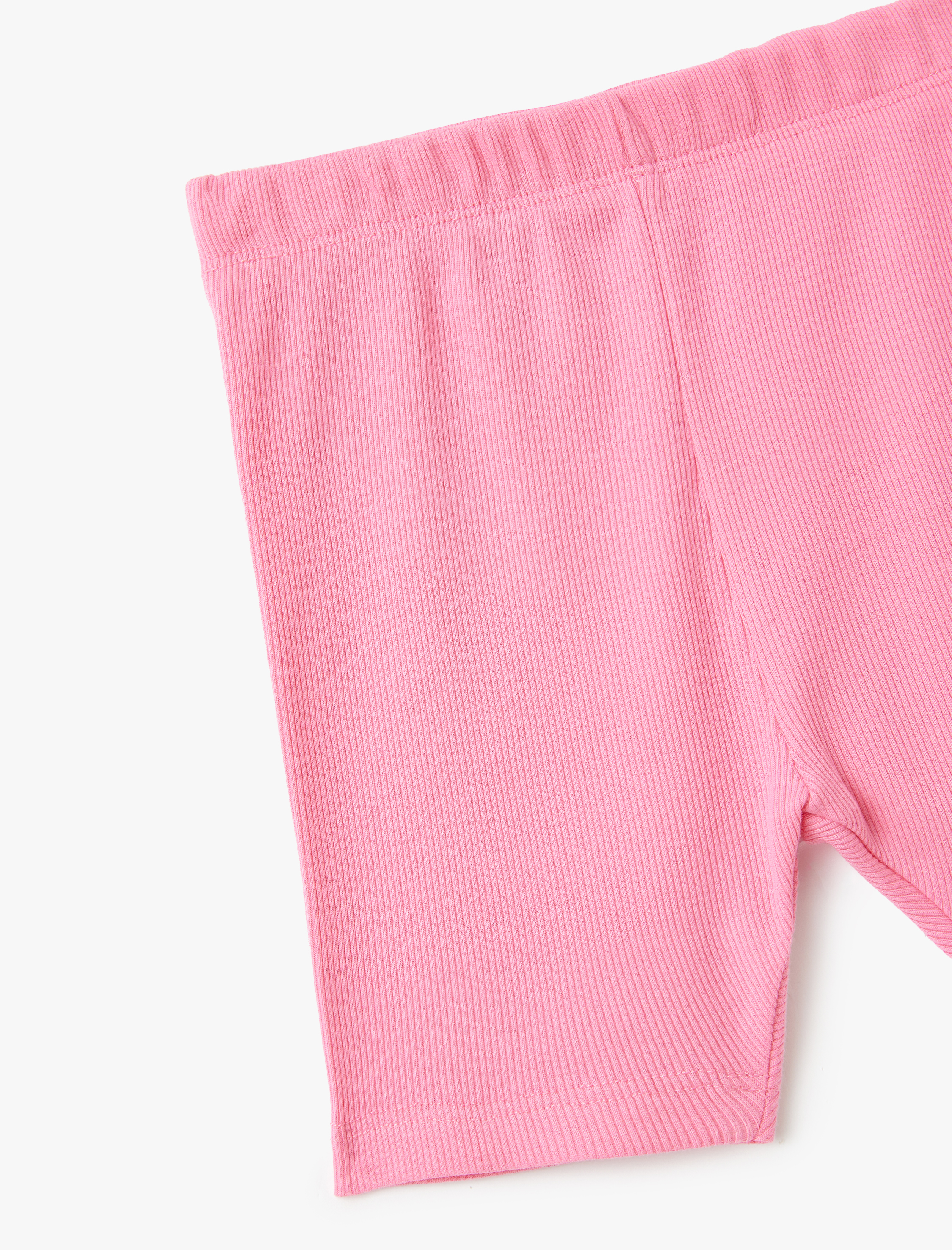  Kız Çocuk Pamuklu Lastik Detaylı Ribanalı Basic Kısa Tayt