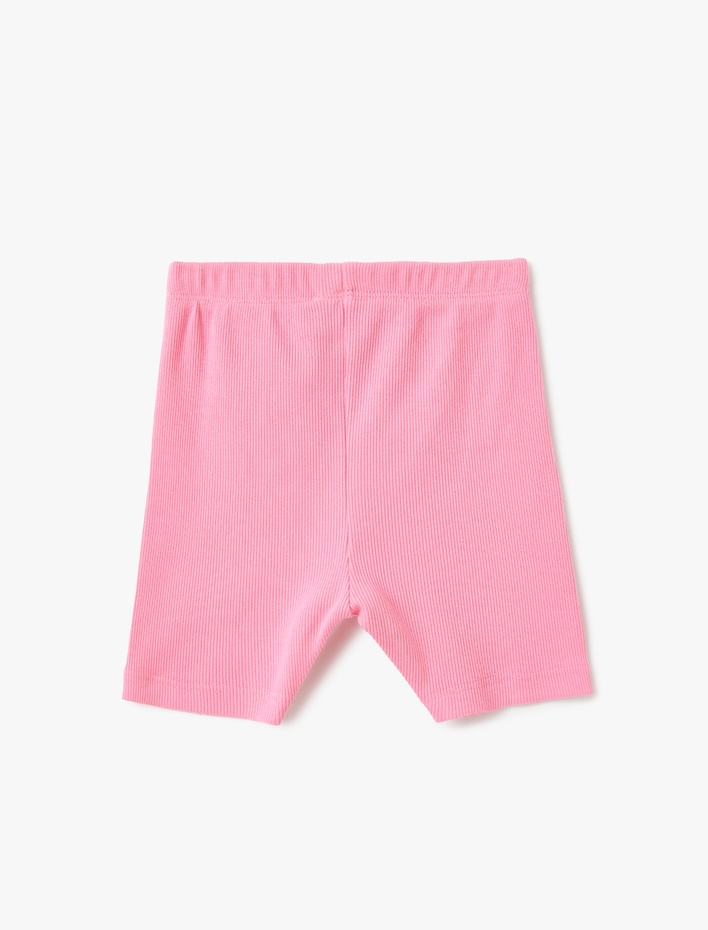 Kız Çocuk Pamuklu Lastik Detaylı Ribanalı Basic Kısa Tayt