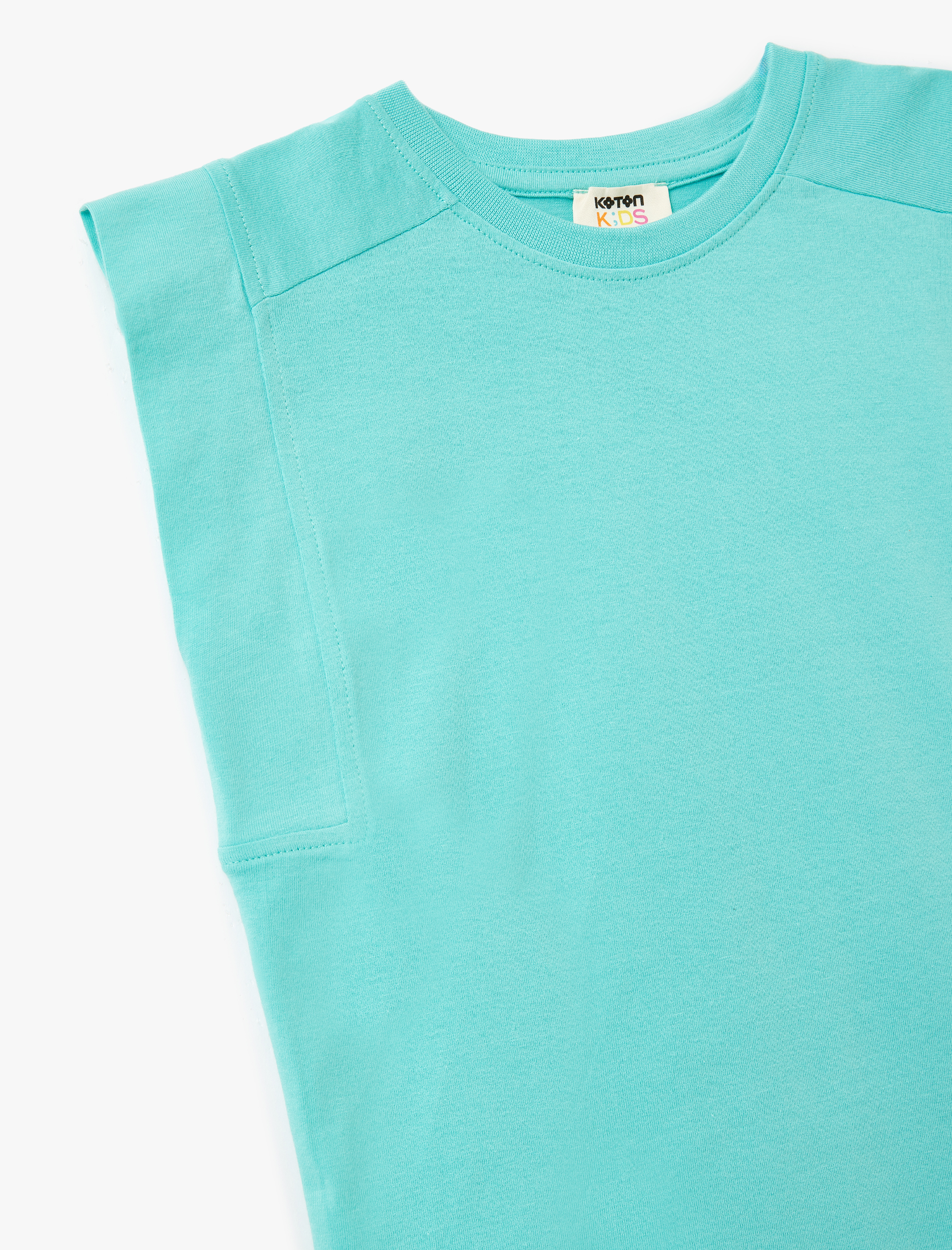  Kız Çocuk Pamuklu Kolsuz Bisiklet Yaka Basic Tişört