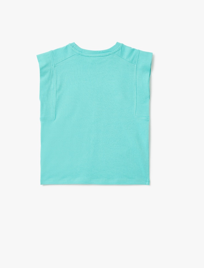 Kız Çocuk Pamuklu Kolsuz Bisiklet Yaka Basic Tişört