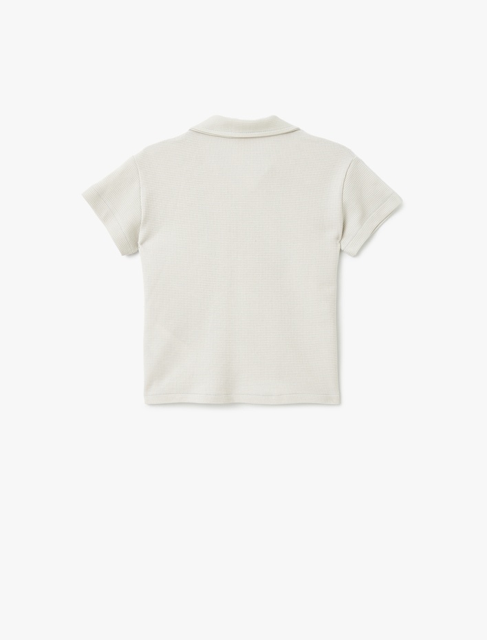 Erkek Bebek Kısa Kollu Cep Detaylı Pamuklu Basic Polo Yaka Tişört