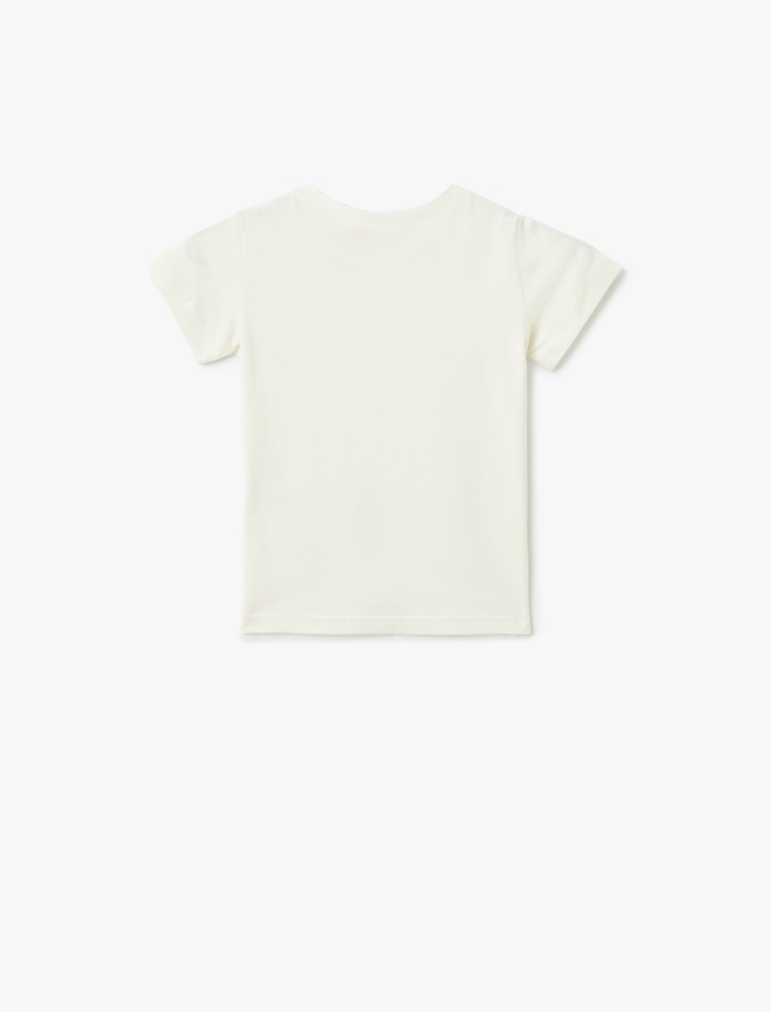 Kız Bebek Pamuklu Bisiklet Yaka Kısa Kollu Cep Detaylı Basic Tişört