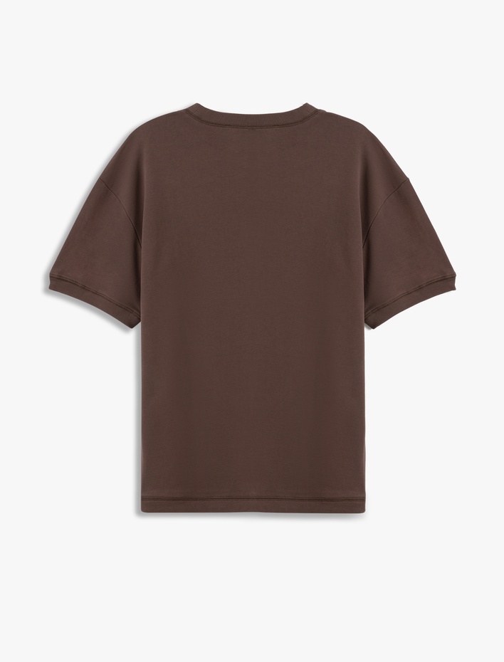  Kısa Kollu Bisiklet Yaka Pamuklu Tok Kumaş Basic Oversize Tişört