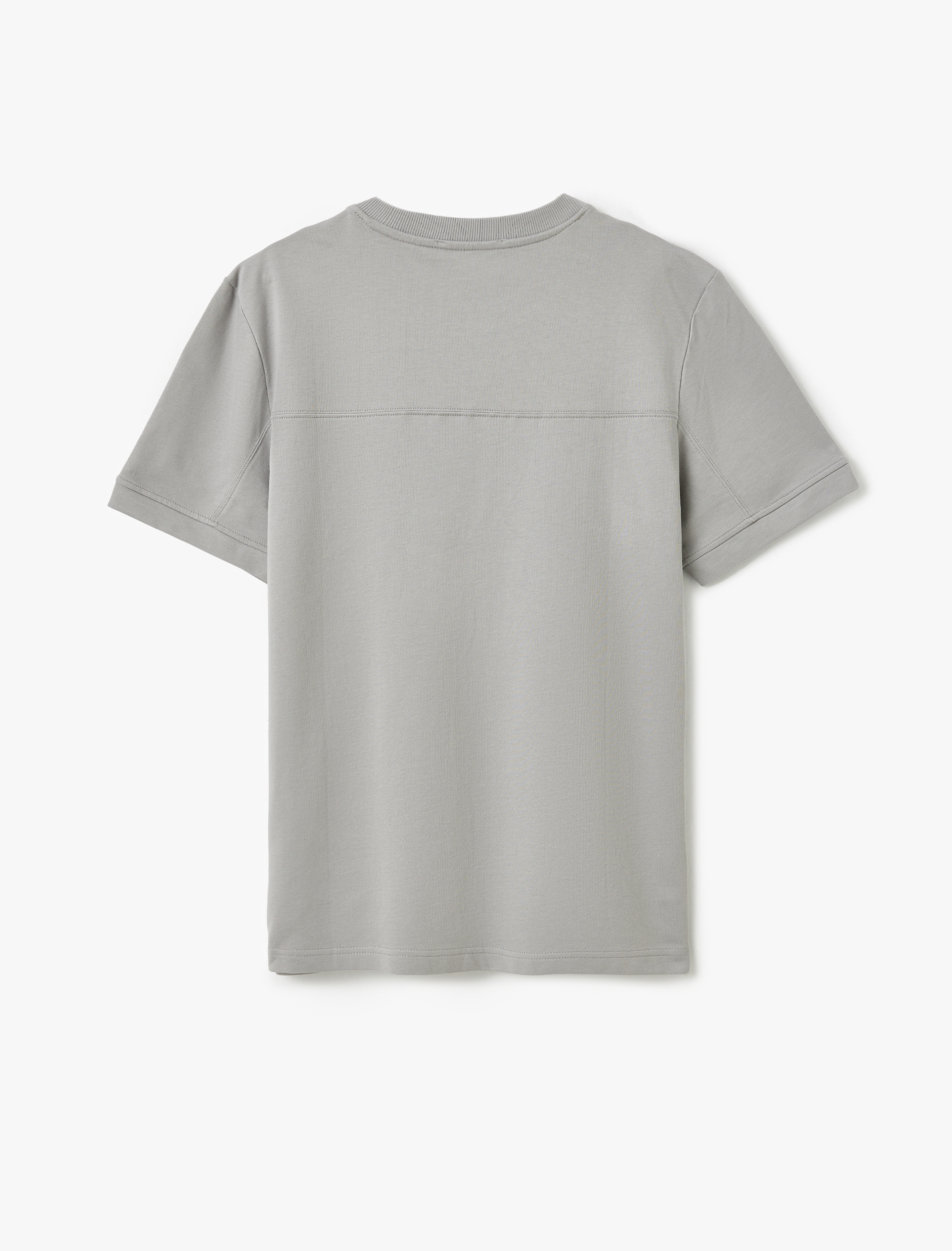   Kısa Kollu Pamuklu Tok Kumaş Bisiklet Yaka Dikiş Detaylı Oversize Tişört