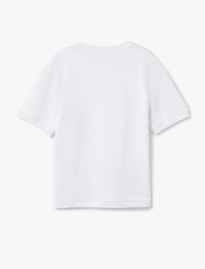  Kısa Kollu Bisiklet Yaka Pamuklu Tok Kumaş Basic Oversize Tişört