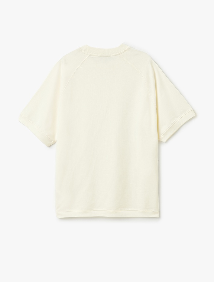  Kısa Kollu Pamuklu Tok Kumaş Bisiklet Yaka Oversize Tişört