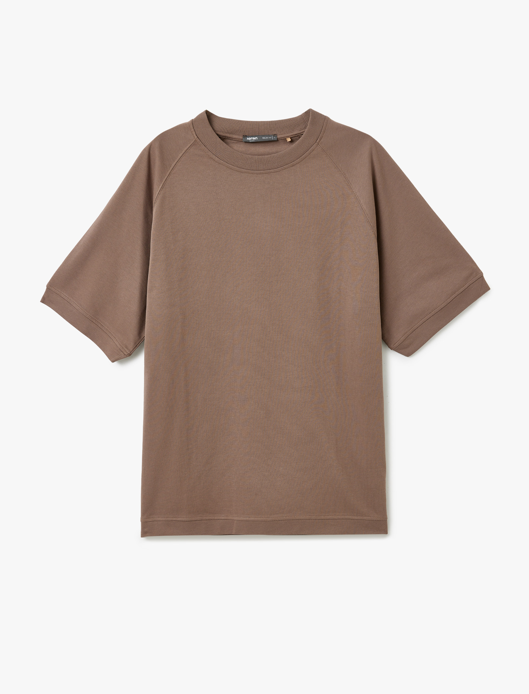   Kısa Kollu Pamuklu Tok Kumaş Bisiklet Yaka Oversize Tişört