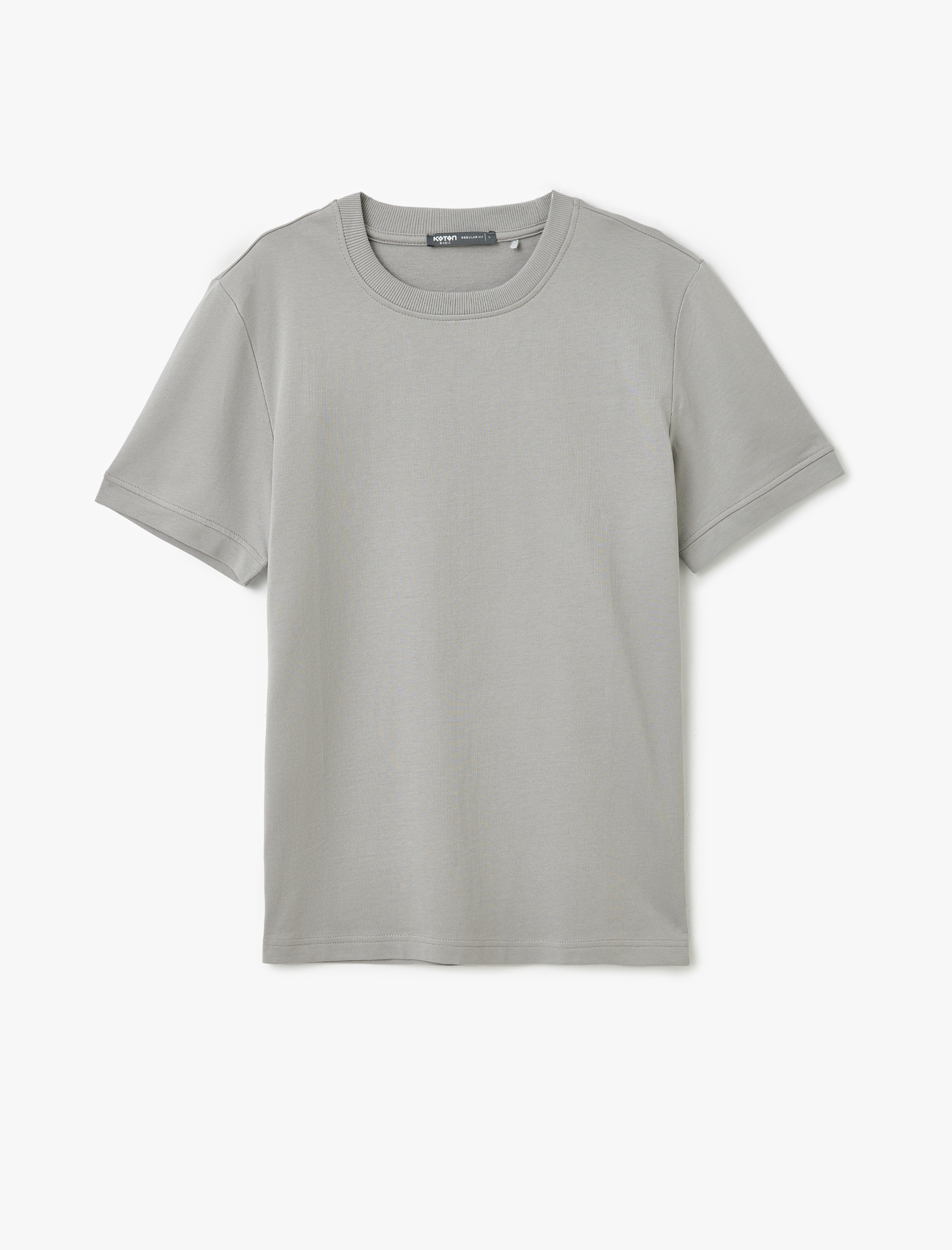   Kısa Kollu Pamuklu Tok Kumaş Bisiklet Yaka Dikiş Detaylı Oversize Tişört