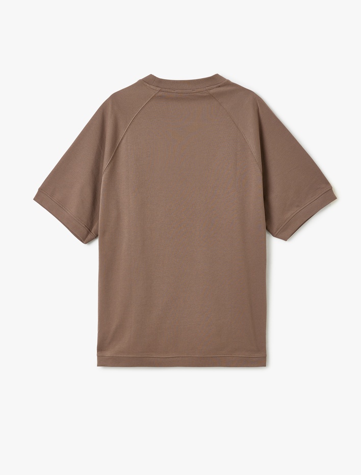  Kısa Kollu Pamuklu Tok Kumaş Bisiklet Yaka Oversize Tişört