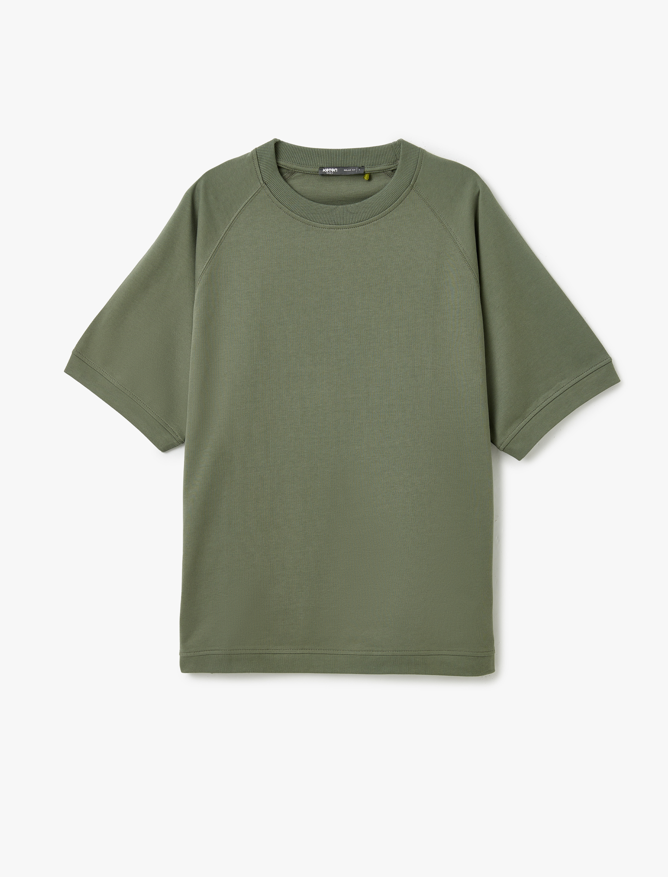   Kısa Kollu Pamuklu Tok Kumaş Bisiklet Yaka Oversize Tişört