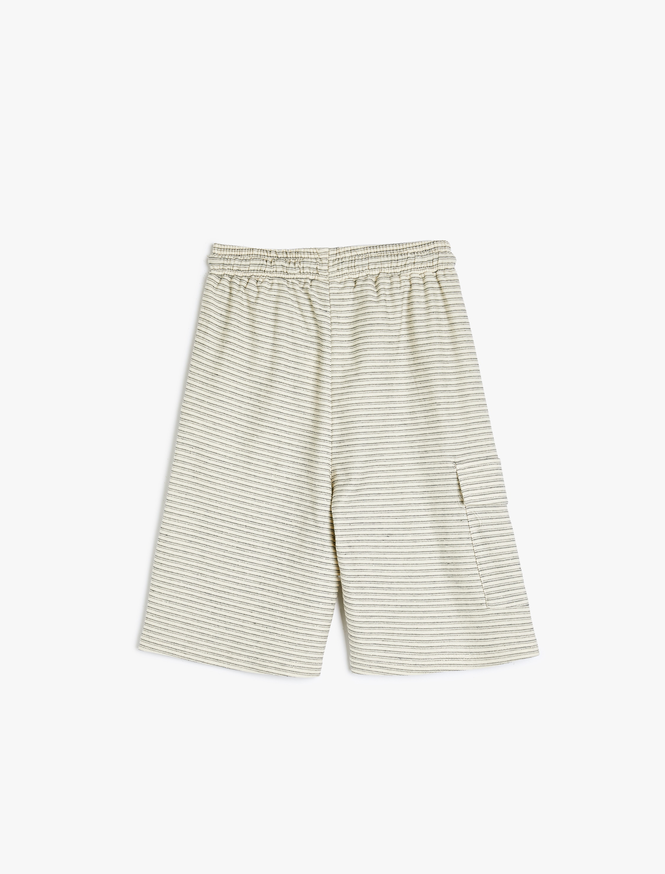  Erkek Çocuk Pamuklu Cep Detaylı Beli Bağlamalı Çizgili Şort