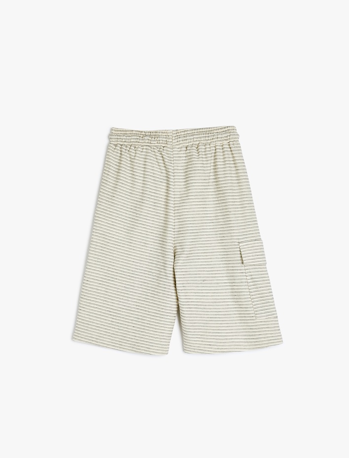 Erkek Çocuk Pamuklu Cep Detaylı Beli Bağlamalı Çizgili Şort
