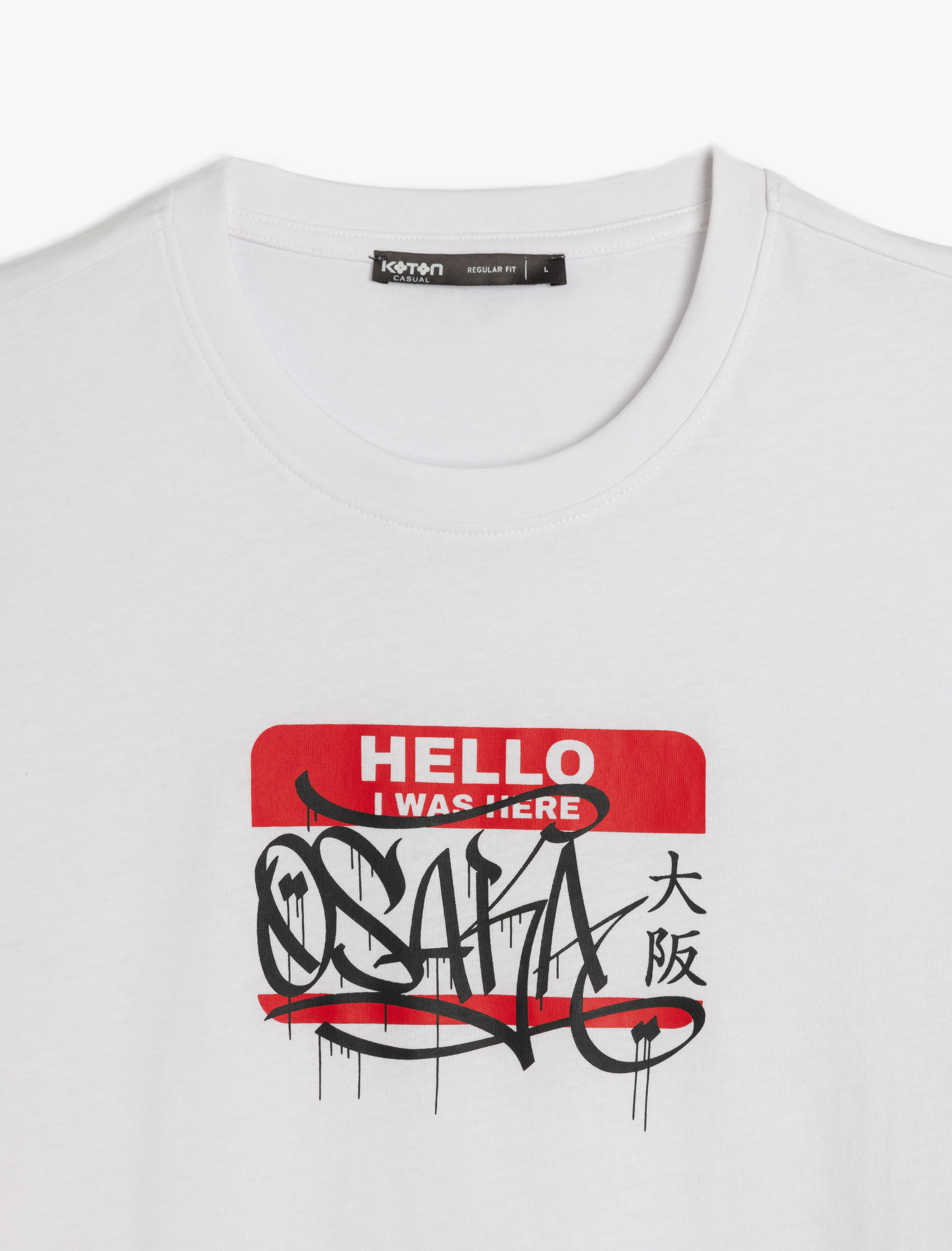   Kısa Kollu Regular Fit Bisiklet Yaka Pamuklu Baskılı Tişört