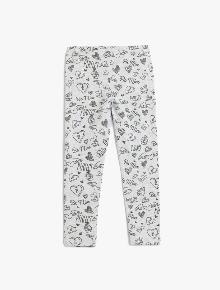 Kız Çocuk Kalp Desenli Beli Lastikli Tayt