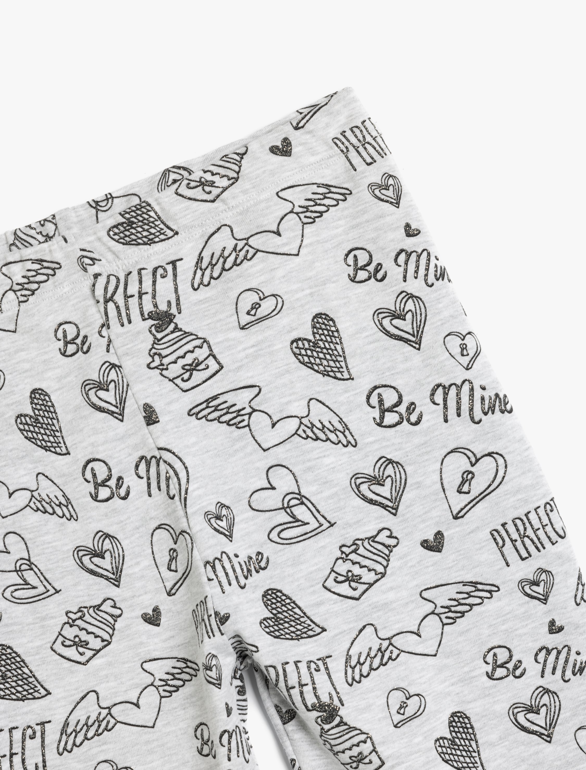  Kız Çocuk Kalp Desenli Beli Lastikli Tayt