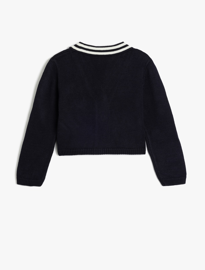 Kız Çocuk Uzun Kollu V Yaka Düğmeli Triko Hırka