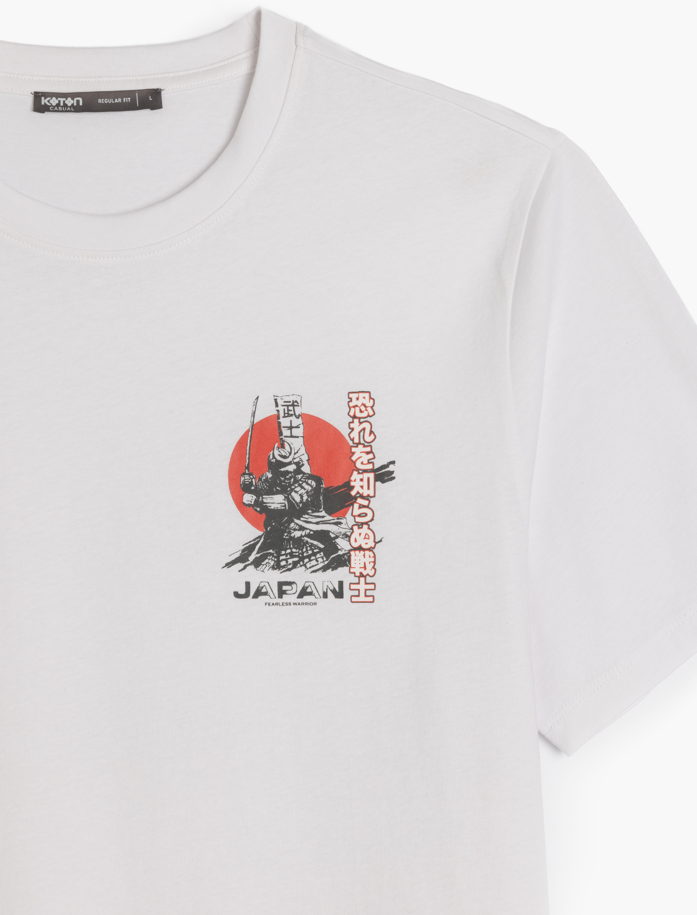 Bisiklet Yaka Pamuklu Regular Fit Uzak Doğu Baskılı Kısa Kollu Tişört