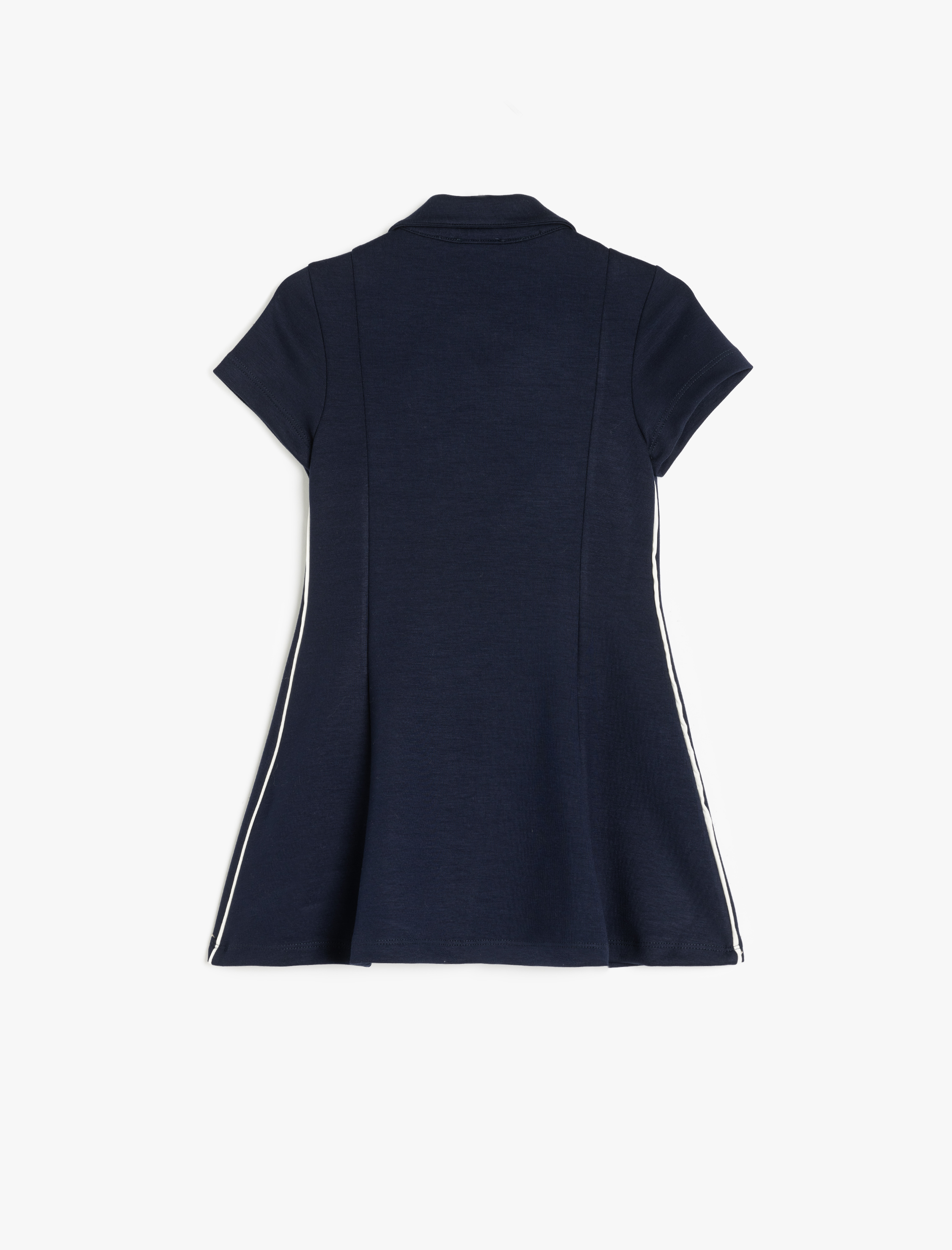  Kız Çocuk Fermuar Detaylı Viskon Karışımlı Kısa Kollu Polo Yaka Elbise