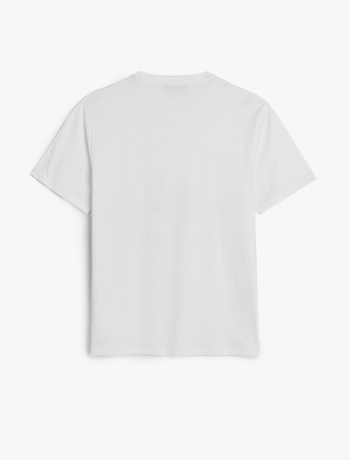  Kısa Kollu Pamuklu Regular Fit Bisiklet Yaka Baskılı Tişört