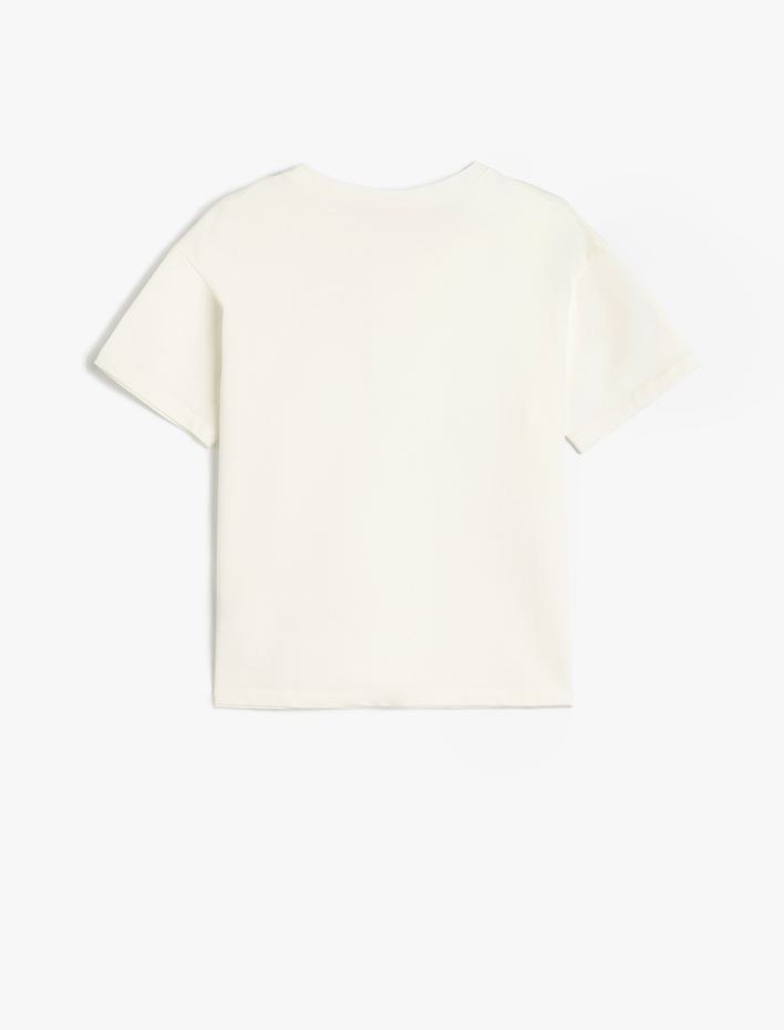 Erkek Çocuk Nakış Detaylı Kısa Kollu Bisiklet Yaka Pamuklu Oversize Tişört