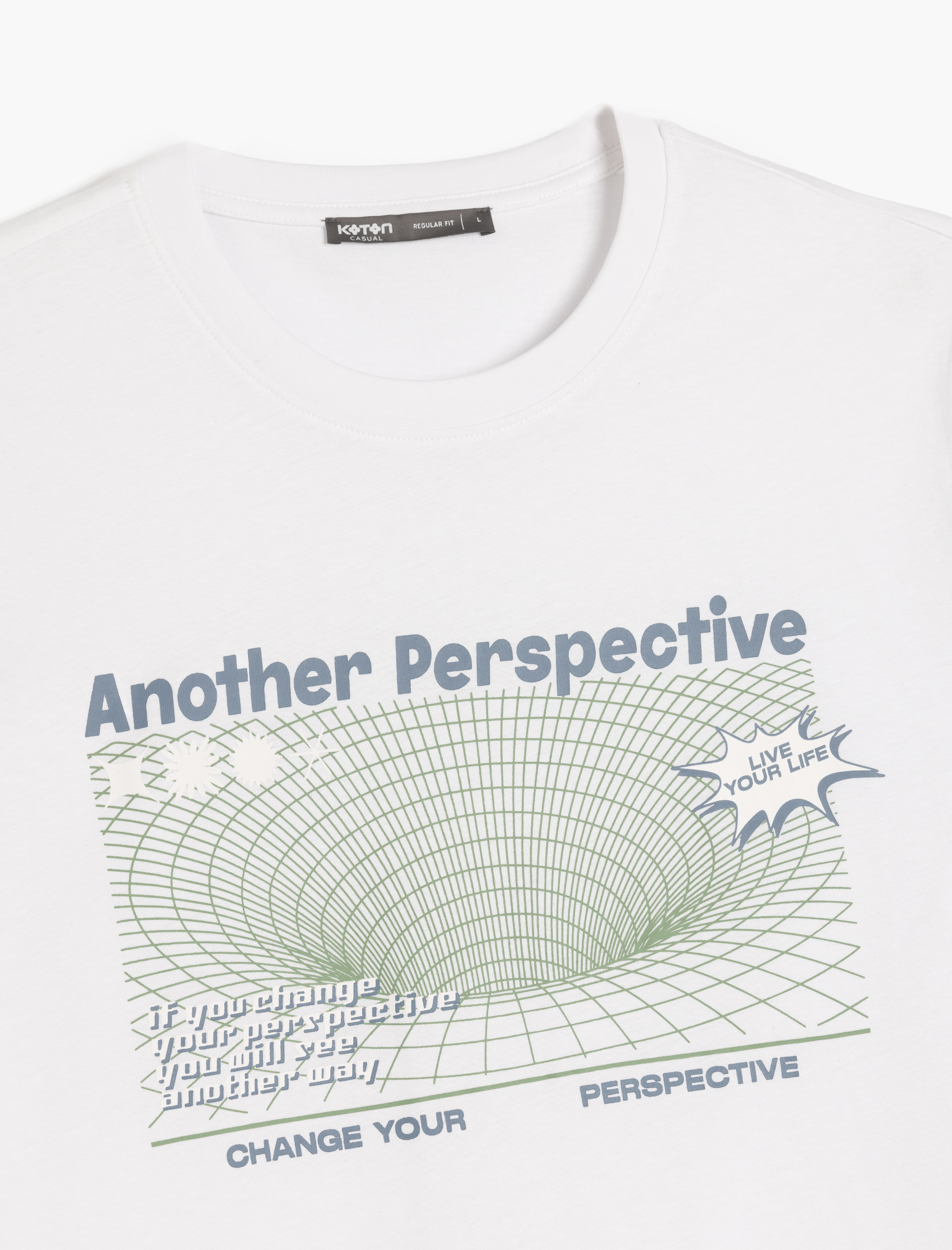   Kısa Kollu Regular Fit Bisiklet Yaka Pamuklu Baskılı Tişört