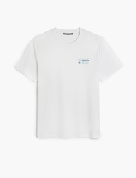 Kısa Kollu Regular Fit Pamuklu Bisiklet Yaka Slogan Baskılı Tişört