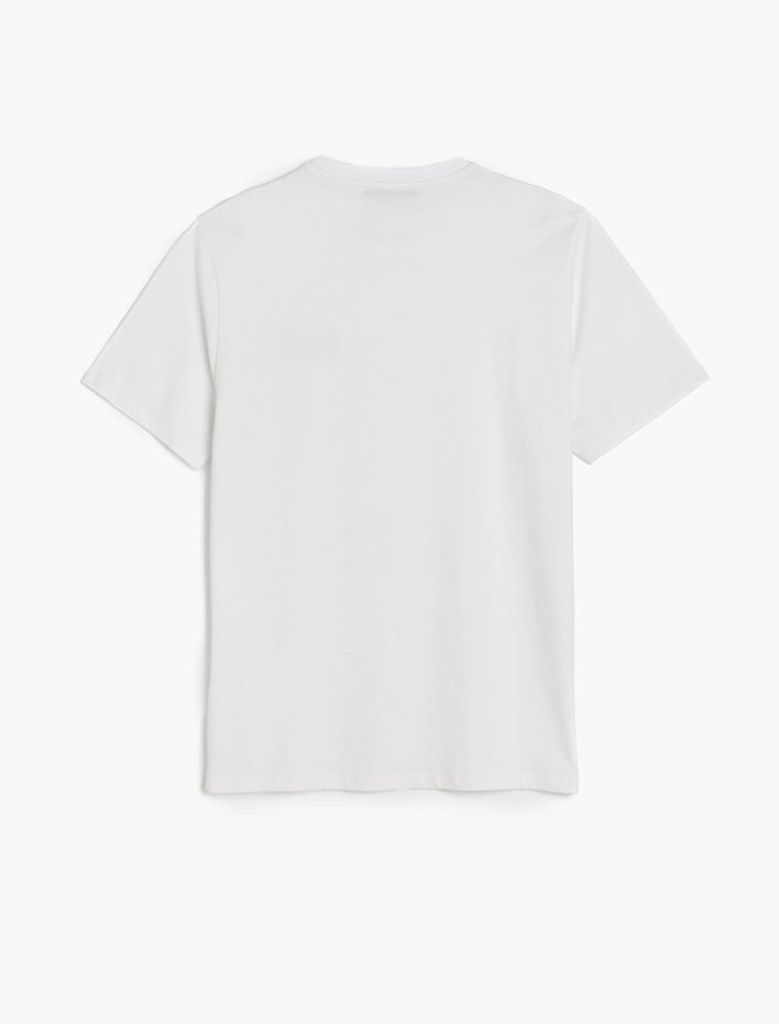  Kısa Kollu Regular Fit Pamuklu Bisiklet Yaka Slogan Baskılı Tişört