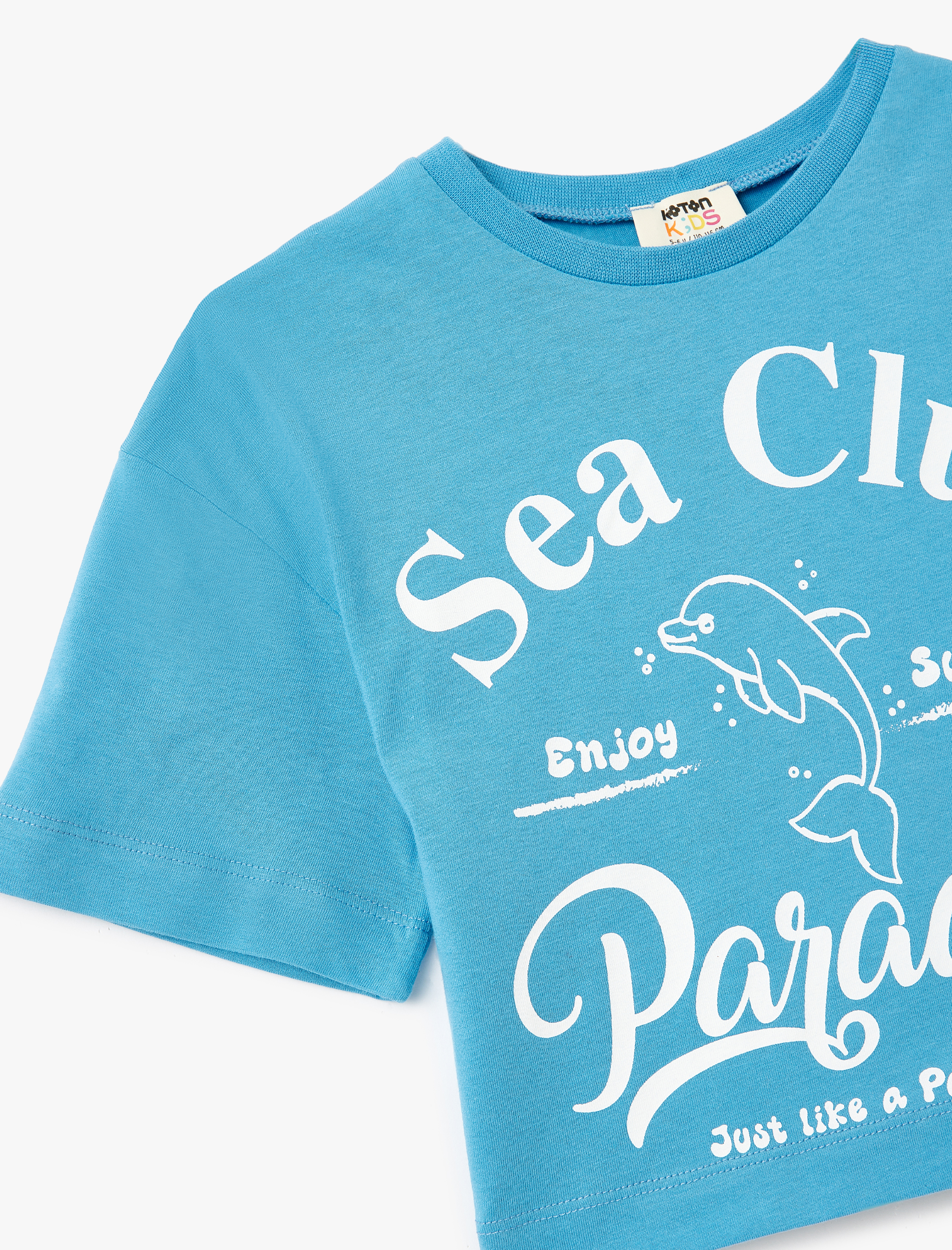  Kız Çocuk Bisiklet Yaka Kısa Kollu Pamuklu Crop Tişört