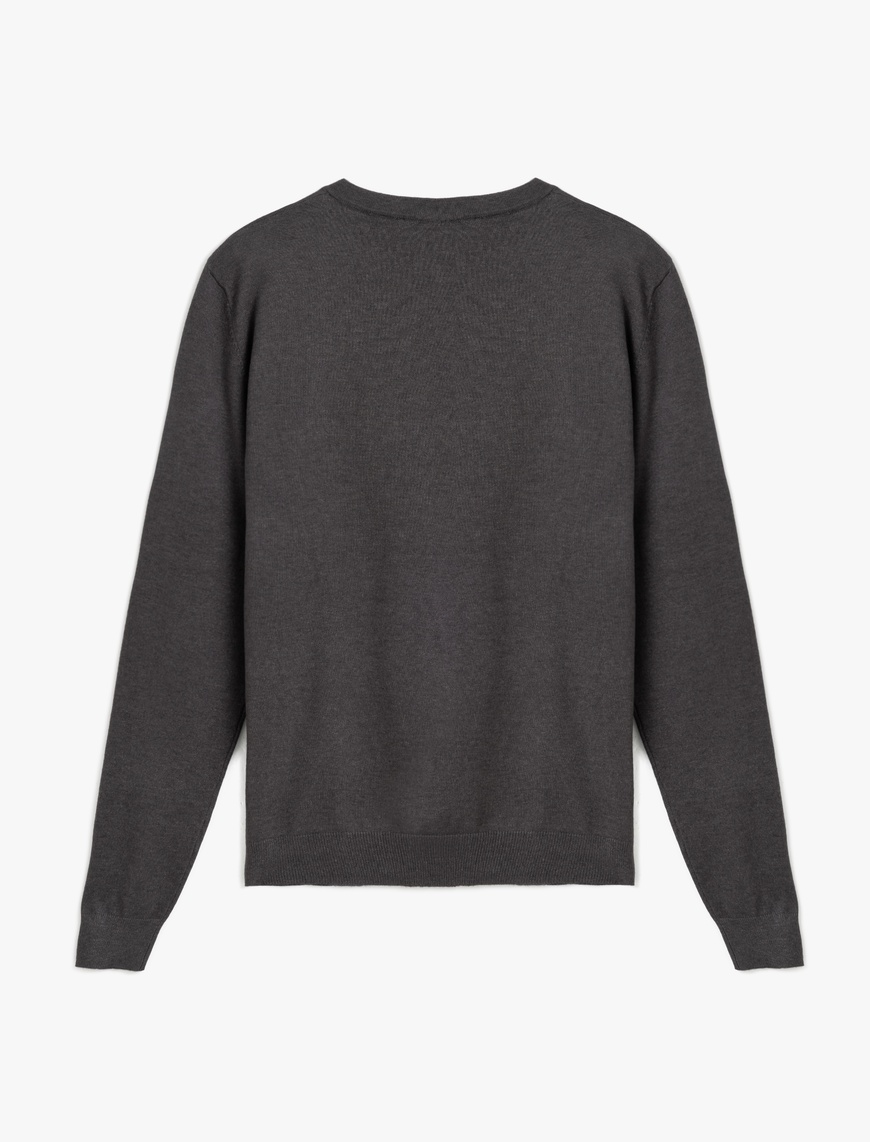   Basic Triko Sweatshirt Bisiklet Yaka Uzun Kollu