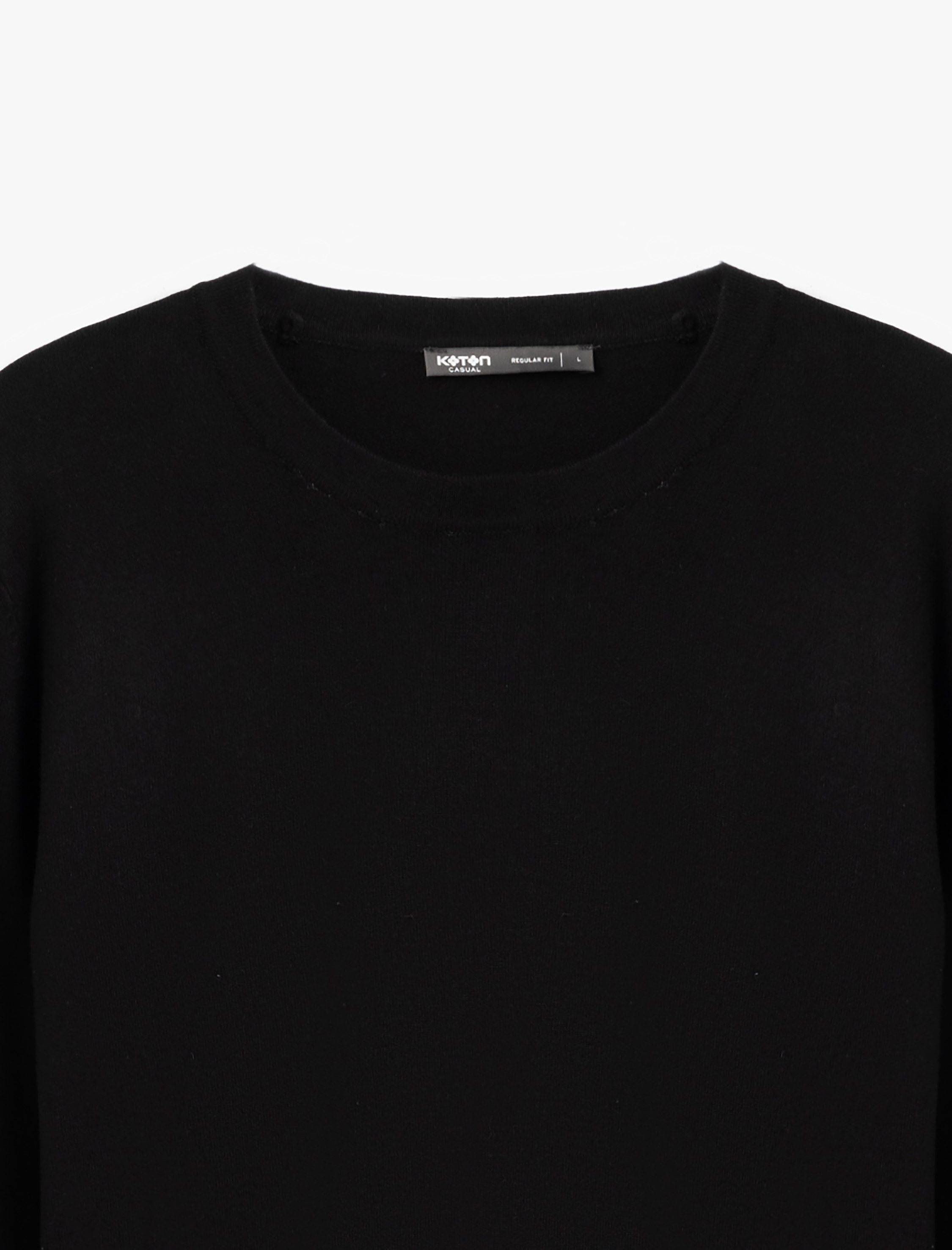   Basic Triko Sweatshirt Bisiklet Yaka Uzun Kollu