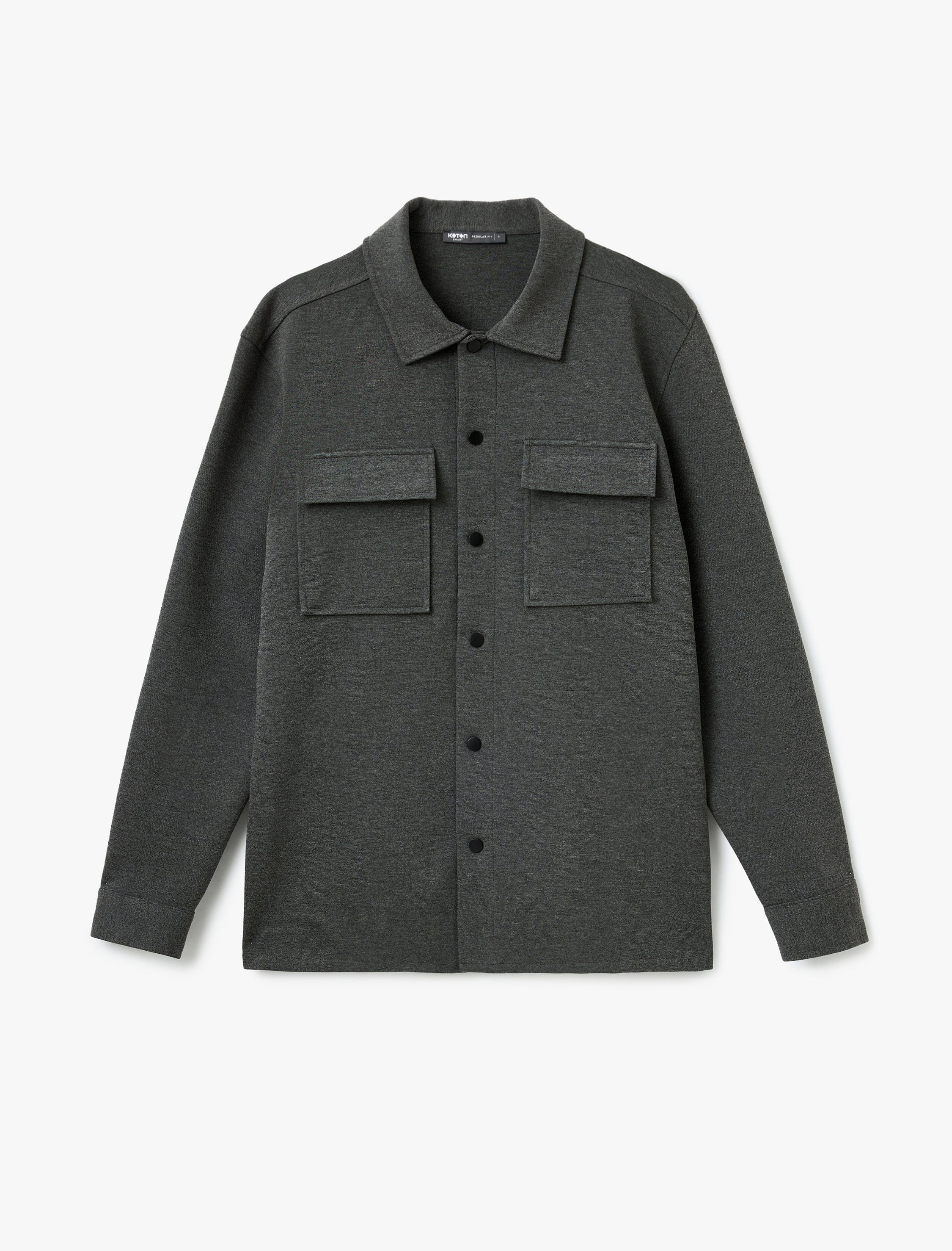   Viskon Karışımlı Kapaklı Cep Detaylı Uzun Kollu Gömlek Ceket