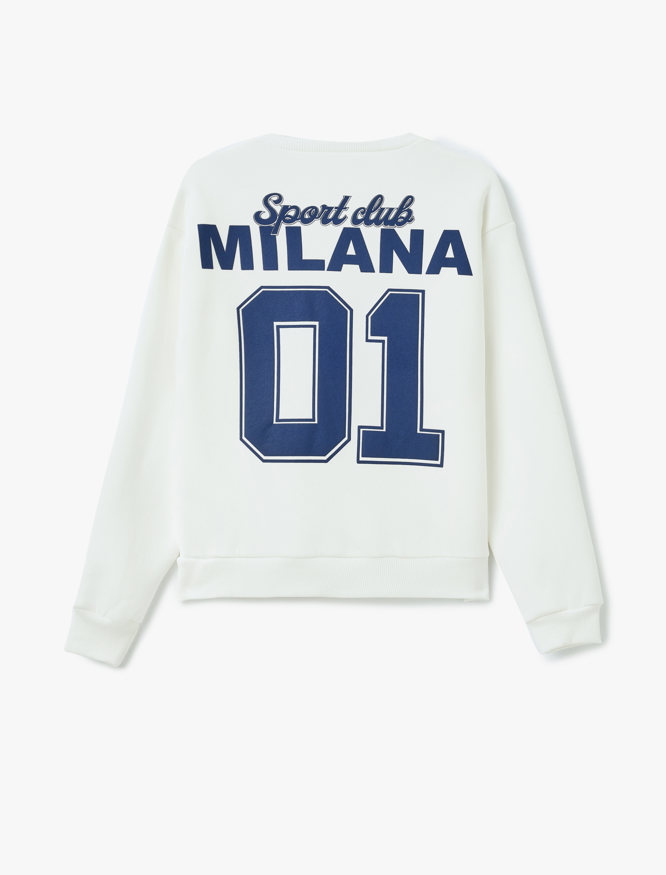   Şardonlu Kolej Baskılı Bisiklet Yaka Uzun Kollu Oversize Sweatshirt