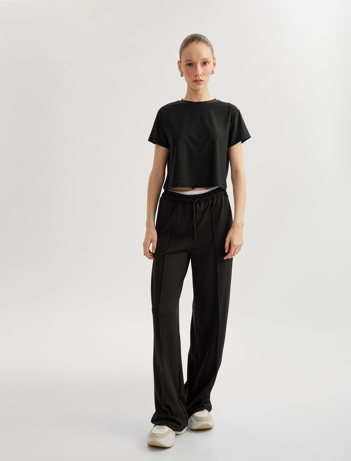  Kısa Kollu Bisiklet Yaka Basic Spor Tişört