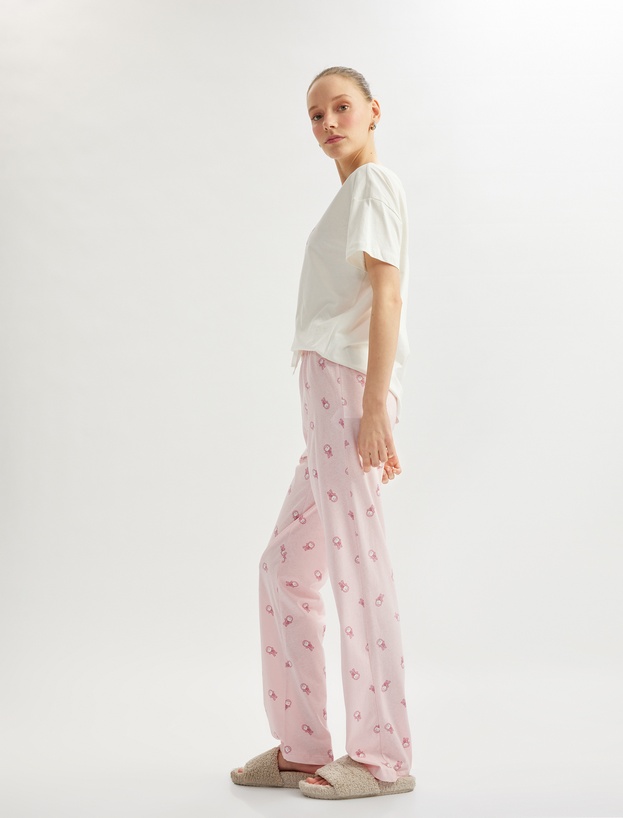 Pamuklu Kedi Baskılı Kısa Kollu Pijama Takımı_1
