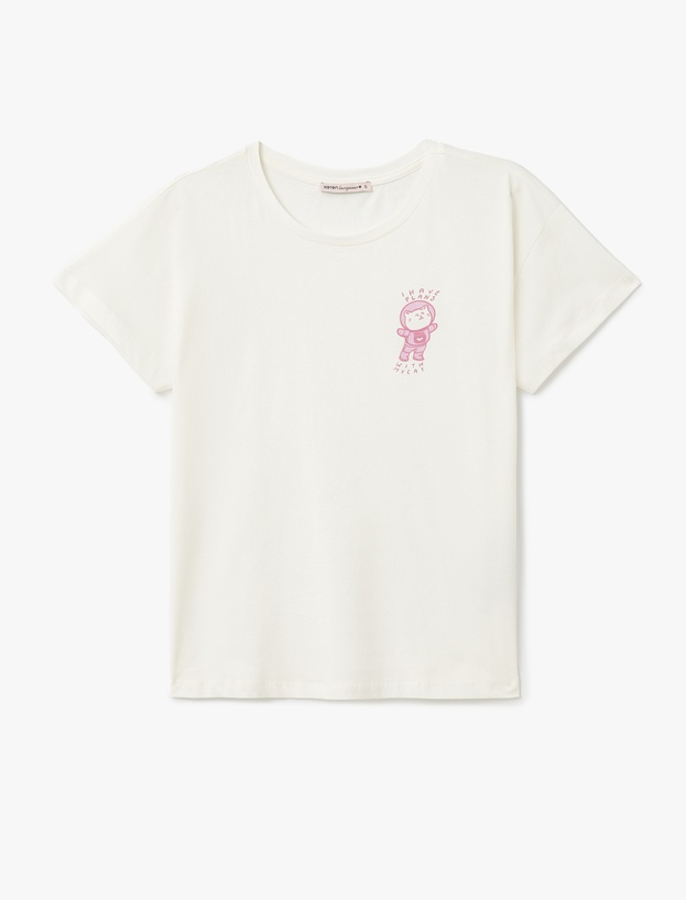 Pamuklu Kedi Baskılı Kısa Kollu Pijama Takımı_3
