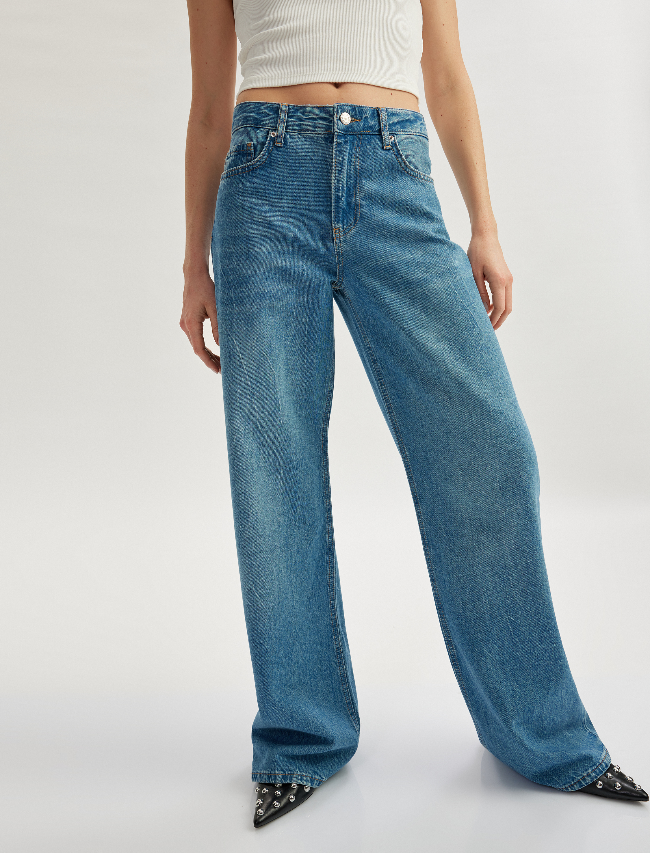   Rahat Kalıp Geniş Paça Denim Pantolon - Wide Leg Jeans
