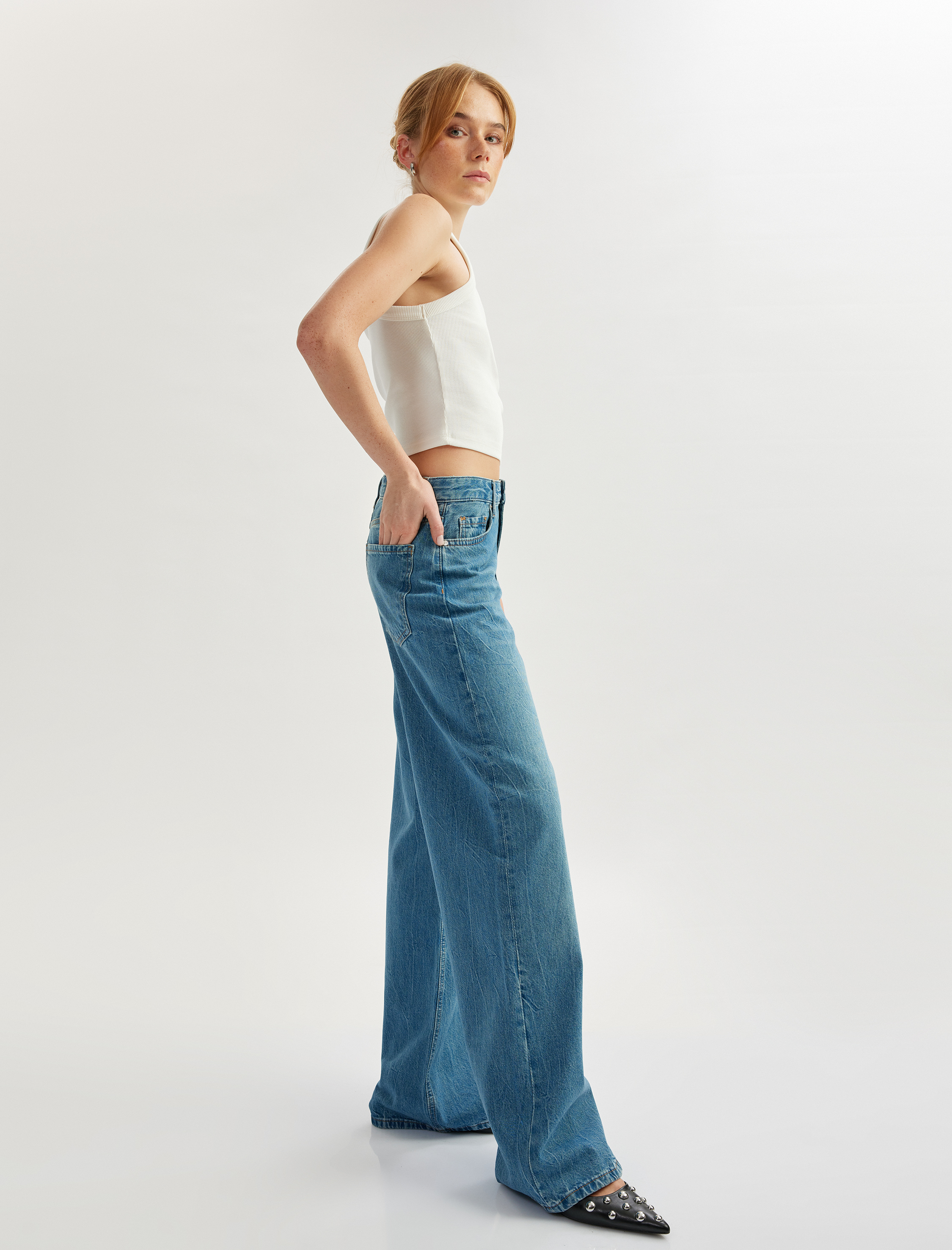   Rahat Kalıp Geniş Paça Denim Pantolon - Wide Leg Jeans