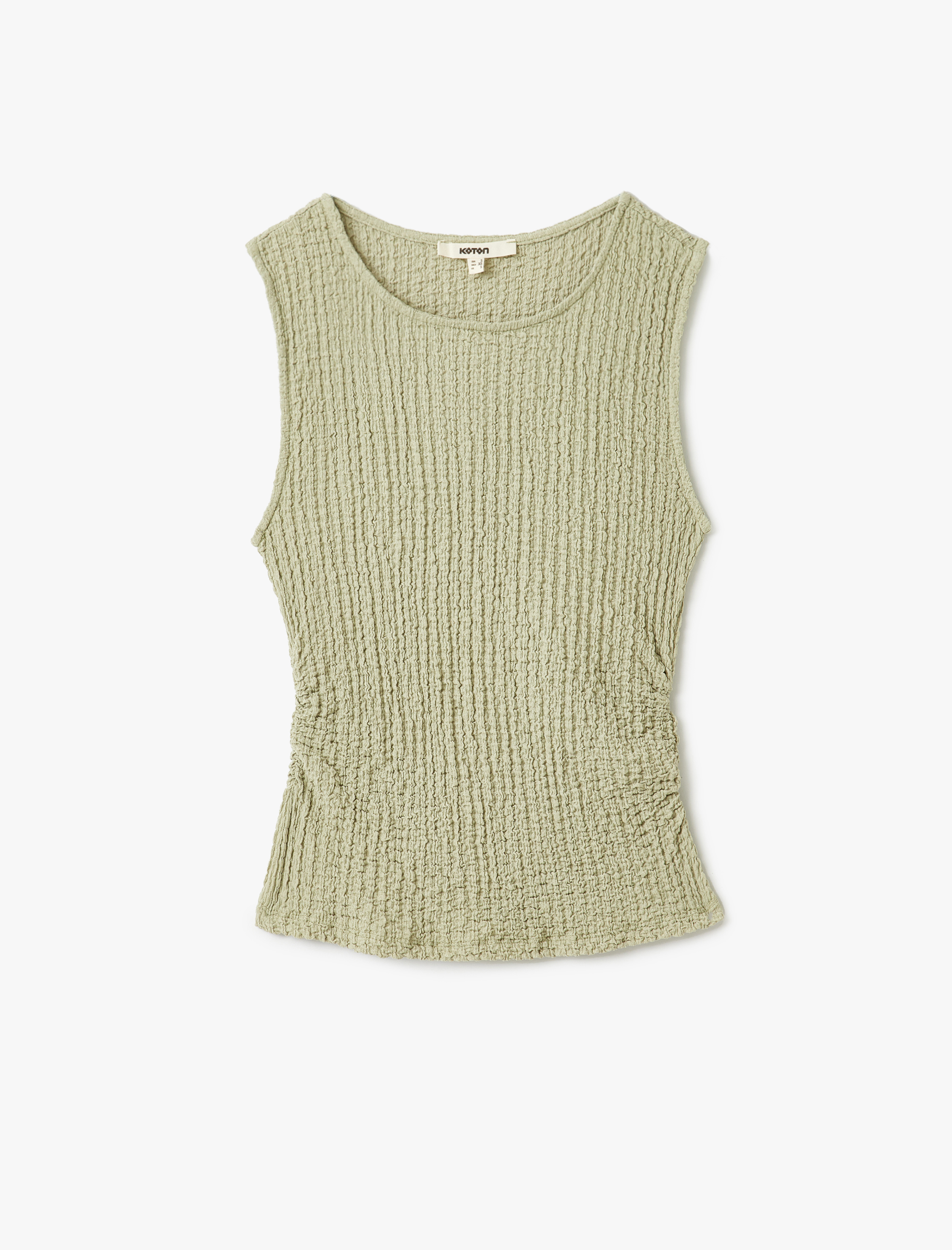   Dokulu Slim Fit Bisiklet Yaka Kolsuz Bluz